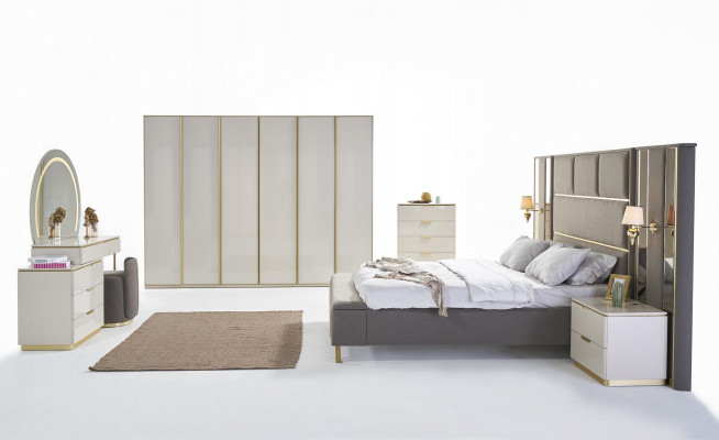 Bedroom Consoles Bedside table Set 2x Bedside tables Luxury Hotel Furniture Beige new
