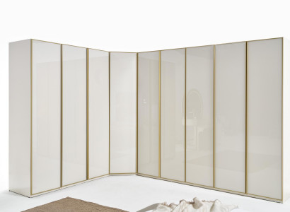 High Gloss Wardrobe Bedroom Cabinets Corner Cabinet Luxury Furniture Gold Beige