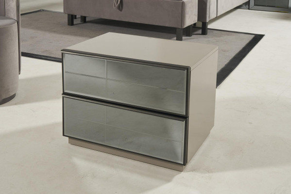 Luxury Glass Bedroom Bed Bedside table Corner Cabinet Dresser Mirror Stool Gray