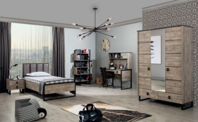 Youth Room Loft Childrens room Set Bedside table Bookshelf Desk Wardrobe