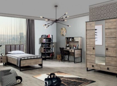 Youth Room Loft Childrens room Set Bedside table Bookshelf Desk Wardrobe