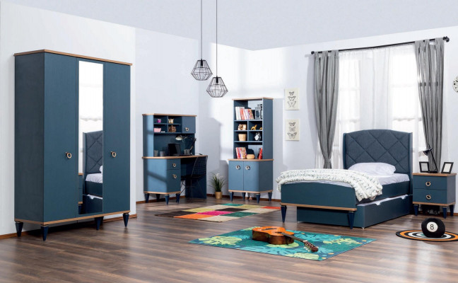 Bookshelf Blue Youth Room Furniture Bookcase Modern Childrens room new