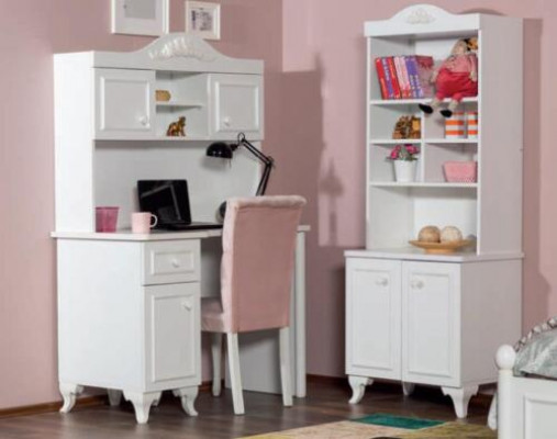 Childrens room Set White Elegant Desk Design Bookshelf Wood Furniture new