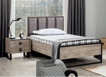 Loft Design Beds Bedroom Bed Wood with Upholstery Headboard Bed Frame new