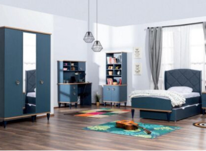 Blue's Childrens room Set Bed Bedside table Wardrobe Shelf Desk new