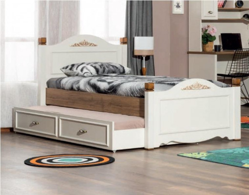 Modern Bedroom Youth Room Set Bed Bedside table Bookshelf Table 5 pieces.