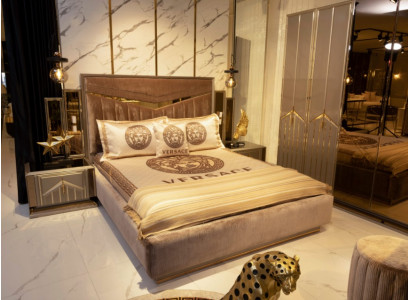 Bedroom Set Designer Luxury Suite new Bed 2x Bedside table 3 pcs.
