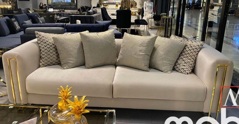 Design Textile 3 Seater White Elegant Modern Sofa Upholstery Couch new Living room