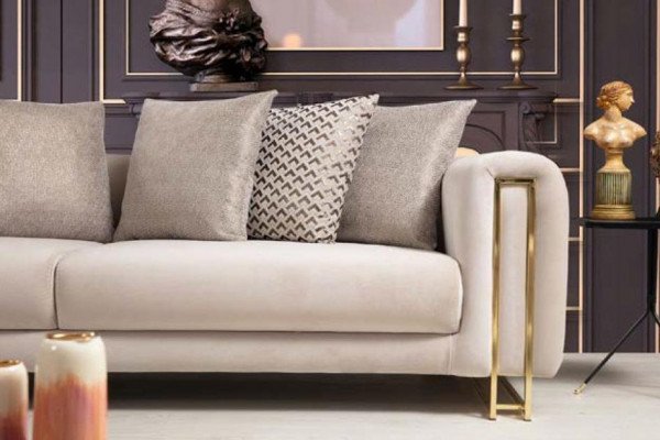 Design Textile 3 Seater White Elegant Modern Sofa Upholstery Couch new Living room