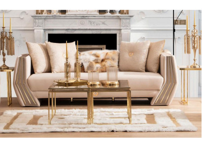 Sofa Luxury 3 Seater Couch Upholstery Wood Leather Living room Three Seater Couches new