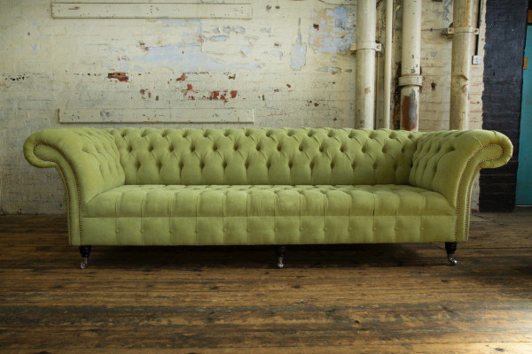 Classic Chesterfield Sofa 4 Seater Sofas Couches Leather Green Design Upholstery
