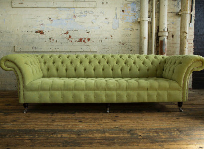 Classic Chesterfield Sofa 4 Seater Sofas Couches Leather Green Design Upholstery