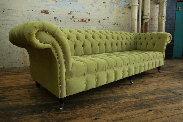 Classic Chesterfield Sofa 4 Seater Sofas Couches Leather Green Design Upholstery