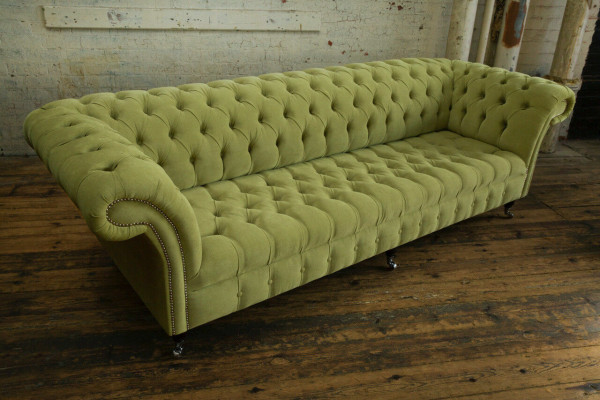 Classic Chesterfield Sofa 4 Seater Sofas Couches Leather Green Design Upholstery