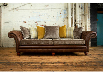 Classic Chesterfield Sofa 4 Seater Sofas Couches Leather Brown Design Upholstery