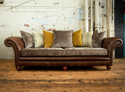 Classic Chesterfield Sofa 4 Seater Sofas Couches Leather Brown Design Upholstery