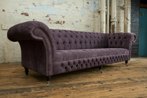 Classic Chesterfield Sofa 4 Seater Sofas Upholstery Couches Leather Brown Design