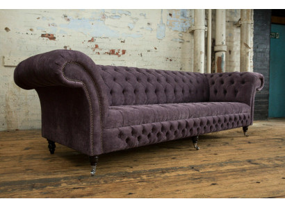Classic Chesterfield Sofa 4 Seater Sofas Upholstery Couches Leather Brown Design