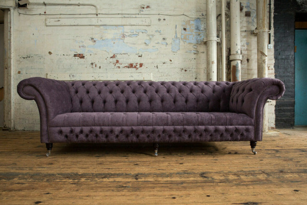Classic Chesterfield Sofa 4 Seater Sofas Upholstery Couches Leather Brown Design