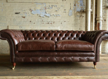 Brown Luxury Chesterfield 3 Seater Modern Living Room Couch