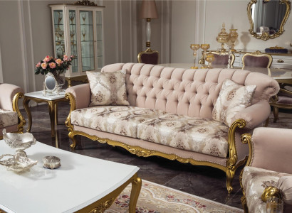 Luxury Three Seater Sofa 3 Seat Seater Fabric Couch Furniture Style Textile Italy