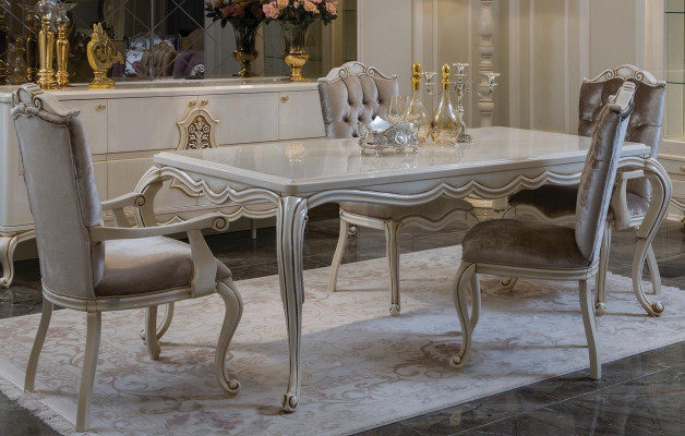 Classic s Dining table 4x Chairs Dining room Group Table Tables Seating group 5pcs