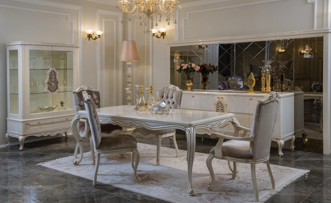 Classic s Dining table 4x Chairs Dining room Group Table Tables Seating group 5pcs