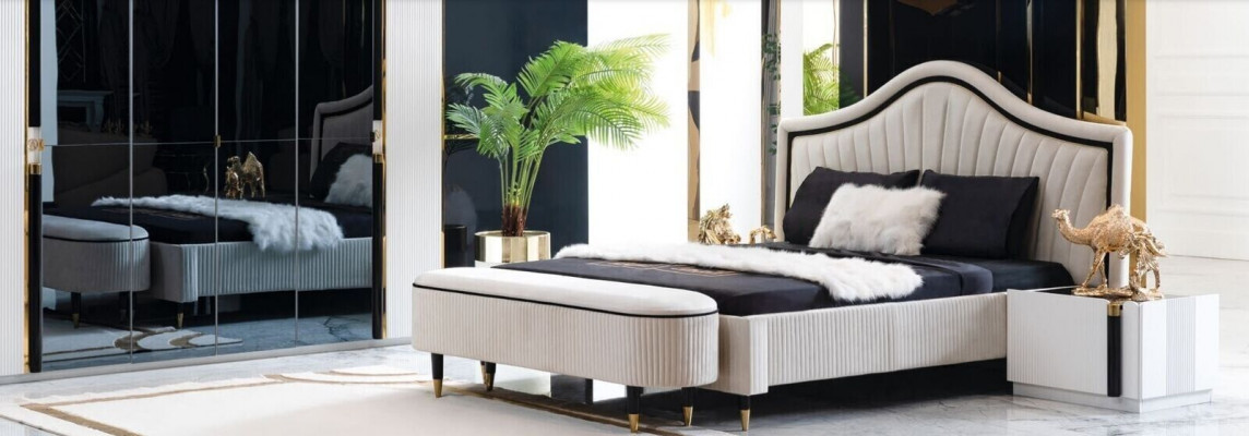Set 3 pieces Bedroom Suite Bed 2x Bedside table Style Italian Furniture new