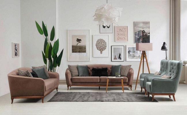 Suite Sofa set Luxury Sofa 4+1 Seat Group Living room Fabric Design Furniture