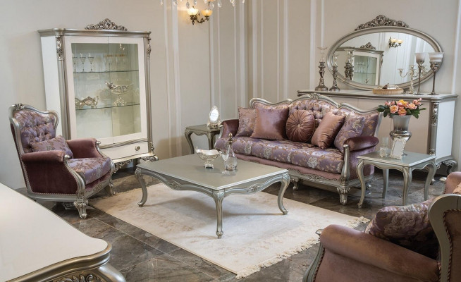 Sofa set 3+2+1 Seater Coffee table Side table Armchair Set 6 pieces. Baroque