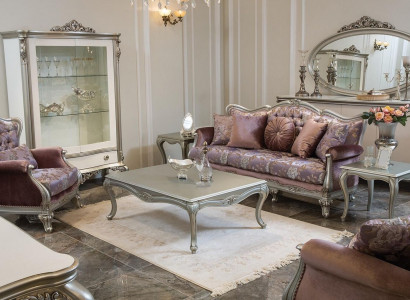 Sofa set 3+2+1 Seater Coffee table Side table Armchair Set 6 pieces. Baroque