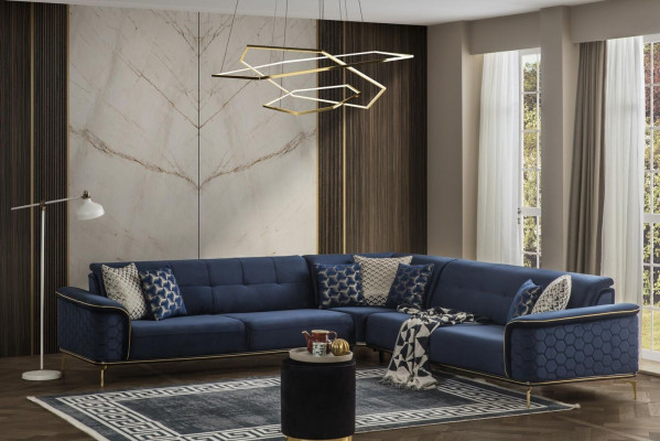 Luxury Corner sofa Royal Blue e Velvet Couch Corner suite Sofa Couches Living landscape new