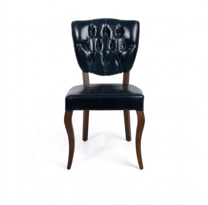 Dark Blue Chesterfield Single Seat Designer Leather Chair Luxury Dining Room Furniture