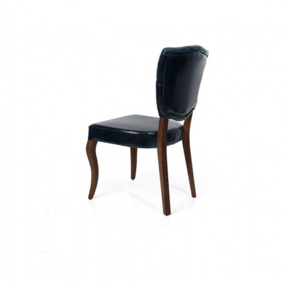 Dark Blue Chesterfield Single Seat Designer Leather Chair Luxury Dining Room Furniture