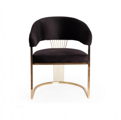 Designer Black Single Seater Luxury Stainless Steel Chair Stylish Upholstered Chair
