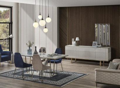 Suite Dining set Dining room Dining table Sideboard Dining Chair Dining set Dining corner 6 pieces