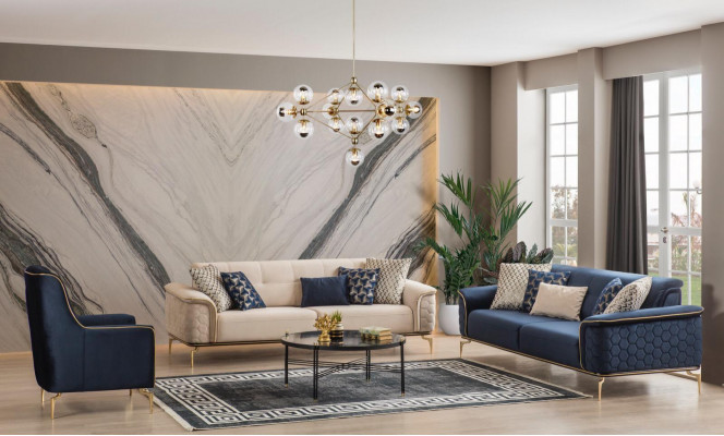 Sofa set Suite Sofas Sofa Armchair Three-seater 3+3+1 Seater Fabric Group Neuu