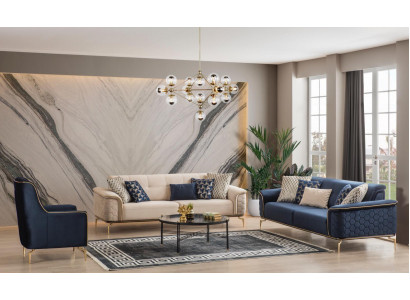 Sofa set Suite Sofas Sofa Armchair Three-seater 3+3+1 Seater Fabric Group Neuu