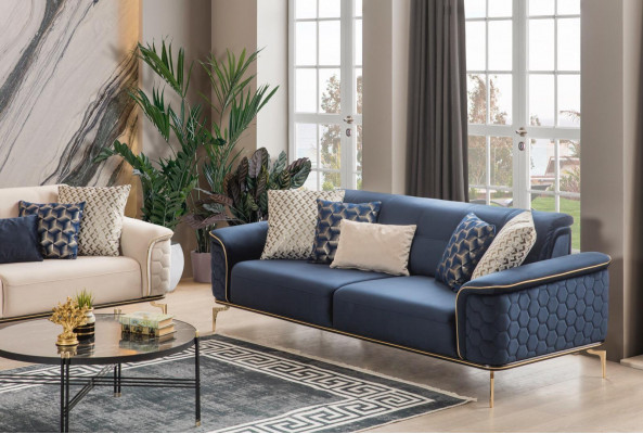 Sofa set Suite Sofas Sofa Armchair Three-seater 3+3+1 Seater Fabric Group Neuu