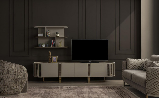 Oval TV stand TV-cabinet Lowboard tv Sideboard Chest of drawers Living room Wood Furniture