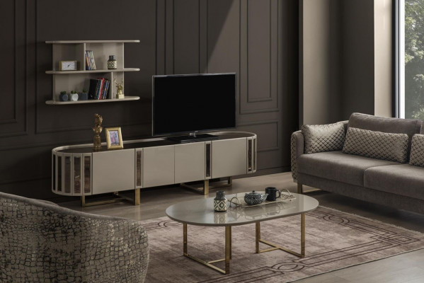 Oval TV stand TV-cabinet Lowboard tv Sideboard Chest of drawers Living room Wood Furniture