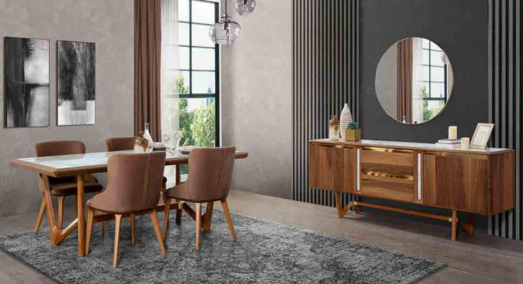 Dining set Table Tables 6tlg Suite new Dining table 4x Chairs Chair Dining room Set