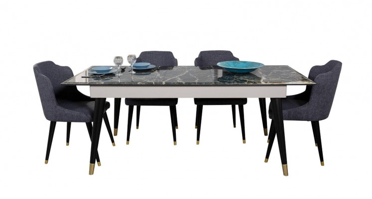 Luxury Dining room Table Design 4x Chairs Dining set Armchairs Set Suite Furniture