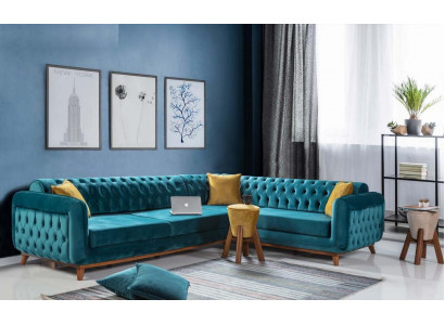 Corner sofa L-shape Textile Luxury Sofa Living landscape Upholstery Couch Furniture