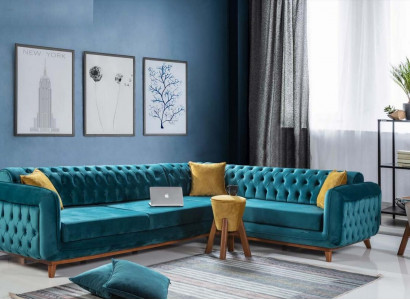 Corner sofa L-shape Textile Luxury Sofa Living landscape Upholstery Couch Furniture