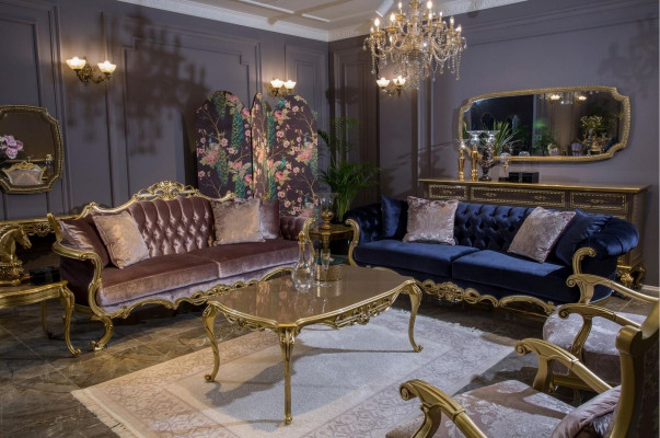 Luxury sofa set 3+3+1+1 seater coffee table side table armchair set 6 pieces.