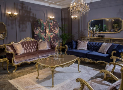Luxury sofa set 3+3+1+1 seater coffee table side table armchair set 6 pieces.